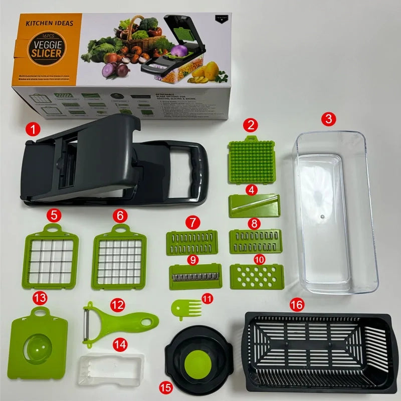 Picadora de verduras multifuncional 16 en 1