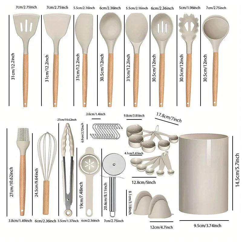 Set de utensilios silicona bambú Premium